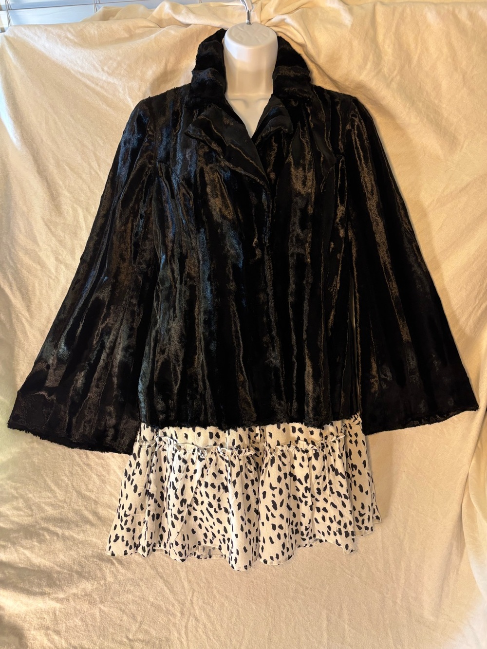 INC Black Faux Fur Bell Sleeve Jacket Whimsigoth Vampy Mobwife